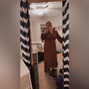 High low long sleeve printed dress